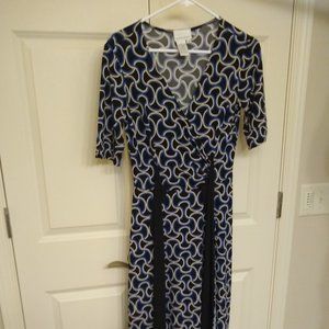 Donna Morgan black, crème and blue dress Size 6